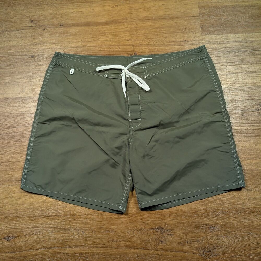 Sundek Iconic Taffeta Swim Trunks Mens SZ 40 Green Stretch Waist Beach
